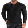 COOFANDY Men's Knit Polo Shirts Long Sleeve Pullover Shirts Fashion Casual Polo Button Sweater Black view 1