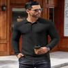 COOFANDY Men's Knit Polo Shirts Long Sleeve Pullover Shirts Fashion Casual Polo Button Sweater Black view 4