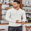 COOFANDY Men's Knit Polo Shirts Long Sleeve Texture Lightweight Golf Shirts Fashion Pullover with Button, White, XXL view 2