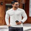 COOFANDY Men's Knit Polo Shirts Long Sleeve Texture Lightweight Golf Shirts Fashion Pullover with Button, White, XXL view 4