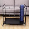 REMYS Yoga Mat Foam Roller Storage Rack Cart, Mobility Metal Organizers for Storing Thick/Thin Gym Mats Exercise Mat, 4 Grid Frame Trolley with Wheels view 2