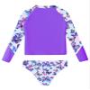 CHICTRY Girls 2 Pcs Floral Rash Guard Sets Long Sleeve Crop Top with Brief Beach Sunsuit Swiwmear S-Purple 10 view 2