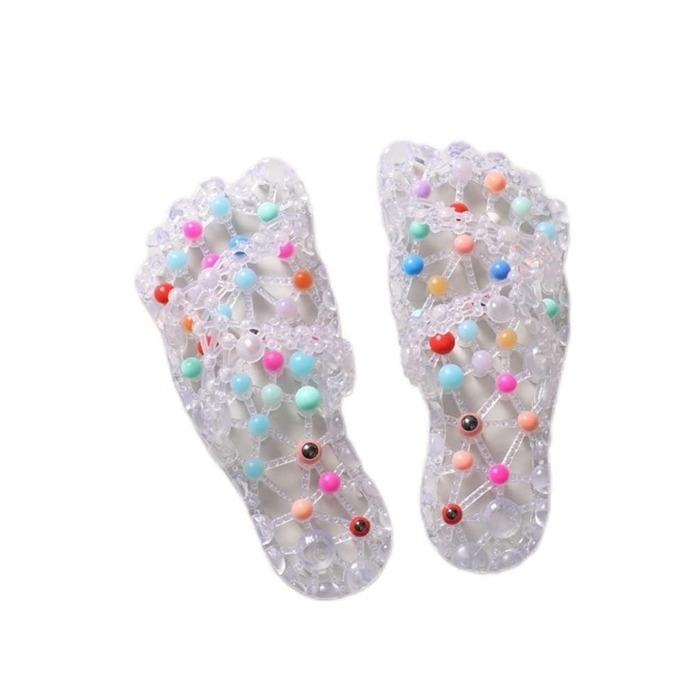 LUXRUB Massage Slippers Men Women Sole Particles Health Foot Therapy Sandals Home Bathroom Anti-Skid Quick Drying Shoes Provide Arthritis Neuropathy Pain Relief (Color : White, Size : 5/5.5)