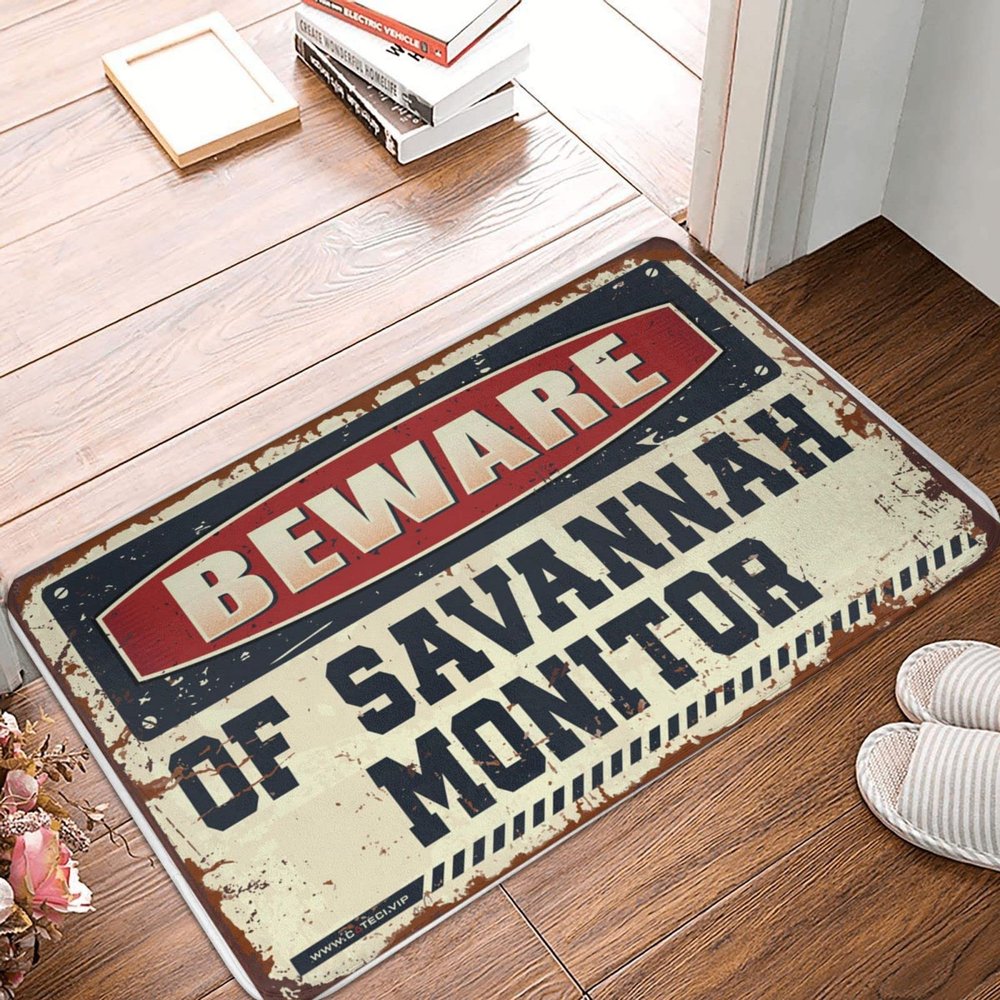 Dsoluuing Farm Kitchen Rug Beware of Savannah Monitor Doormat Fall Rugs Outdoor Pads & Mat (Size : 50X80CM)