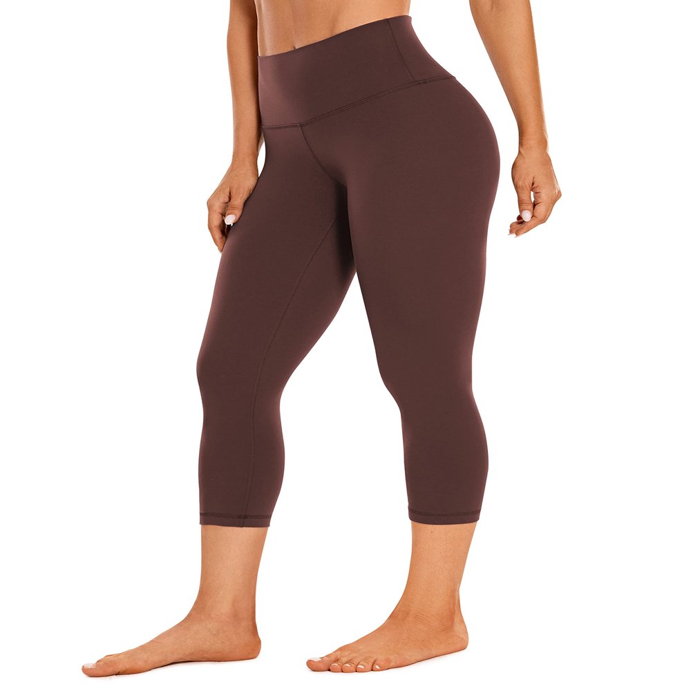 CRZ YOGA Butterluxe High Waisted Capris Workout Leggings for Women 21'' - Lounge Buttery Soft Yoga Pants Taupe Medium