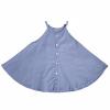 Solid Color Girl's Cotton and Linen Suspender Dress Summer Sleeveless Top Beach Skirt for Baby (Sky Blue, 3-4 Years) view 1