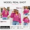 Dokotoo Women's Cardigans Sexy V Neck Fall Sweaters for Women 2025 Cardigans Hot Pink Sweaters Long Sleeve Tops Open Front Stylish Hot Pink Button Down Shirts XX-Large view 2