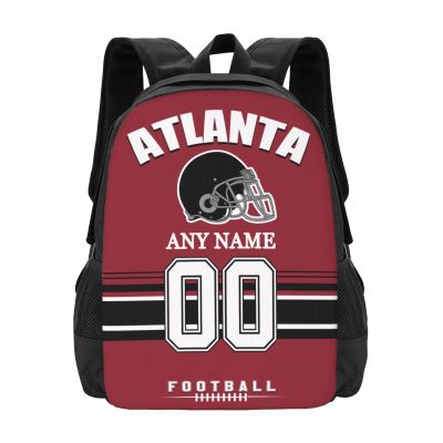 Atlanta Backpack Custom Football Sport Backpacks, Customized Personalized Name And Number Backpack Travel Bag Gifts For Fans Men Women 17in