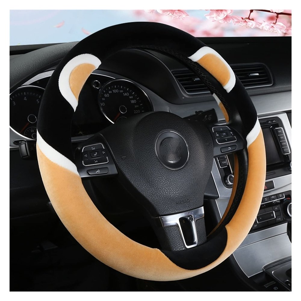 FUERU Car Steering Wheel Cover Set Universal Car Steering Wheel Cover Autumn and Winter Plush Waterproof Sweatproof Car Interior (Color : 5#)