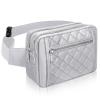 Cute Large Fanny Packs for Women Men Cross Body Nylon Waist Bag Grey Fashion Designer Fanny Pack for Exercise Travel Gym Workout Running Bum Bag Gray Hiking Quilted Fanny Pack view 1