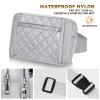 Cute Large Fanny Packs for Women Men Cross Body Nylon Waist Bag Grey Fashion Designer Fanny Pack for Exercise Travel Gym Workout Running Bum Bag Gray Hiking Quilted Fanny Pack view 2