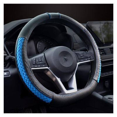 FUERU Car Steering Wheel Cover Set Car Steering Wheel Cover D Type Genuine Leather Breathable Sweat-Absorbing Car Interior (Color : 6#)
