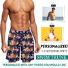 Custom Men's Swim Trunks with Cat Dog Face Photo, Personalized Hawaiian Flamingo Beach Board Shorts Quick Dry Swimwear Surfing Shorts Funny Customized Gifts for Dad Husband BF Birthday Fathers Day view 2