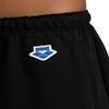 ARENA Icons Women's Sporty Shorts Gym Workout Cotton High Rise Bottoms Loose Fit Side Pockets Elastic Waistband and Drawcord, Black/White Logo, Large view 3