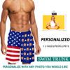 Custom Men's Swim Trunks with Face Photo, Personalized American Flag Print Beach Board Shorts Quick Dry Surfing Swimwear Dog Face Customized Gifts for Dad Husband BF Birthday view 2