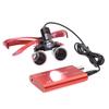 5W Head Magnifier Adjustable Spotlight Headlight Matte Frame 2.5X Binocular Magnifying Glass with Aluminum Box Red view 4