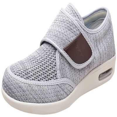 Men Diabetic Shoes Wide Width Elderly Walking Shoes with Adjustable Closure Air Cushion Sneakers for Plantar Fasciitis Bunions Swollen Feet (12, Pale Grey)
