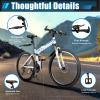TFCFL 26" Folding City Bike Bicycle, 21-Speed Folding Bicycle for Adult, Camping Bicycle, Height Adjustable Folding Bike,with Mudguard, Mountain Bicycle for Roadways, Mountains, Racing, Blue&White view 3