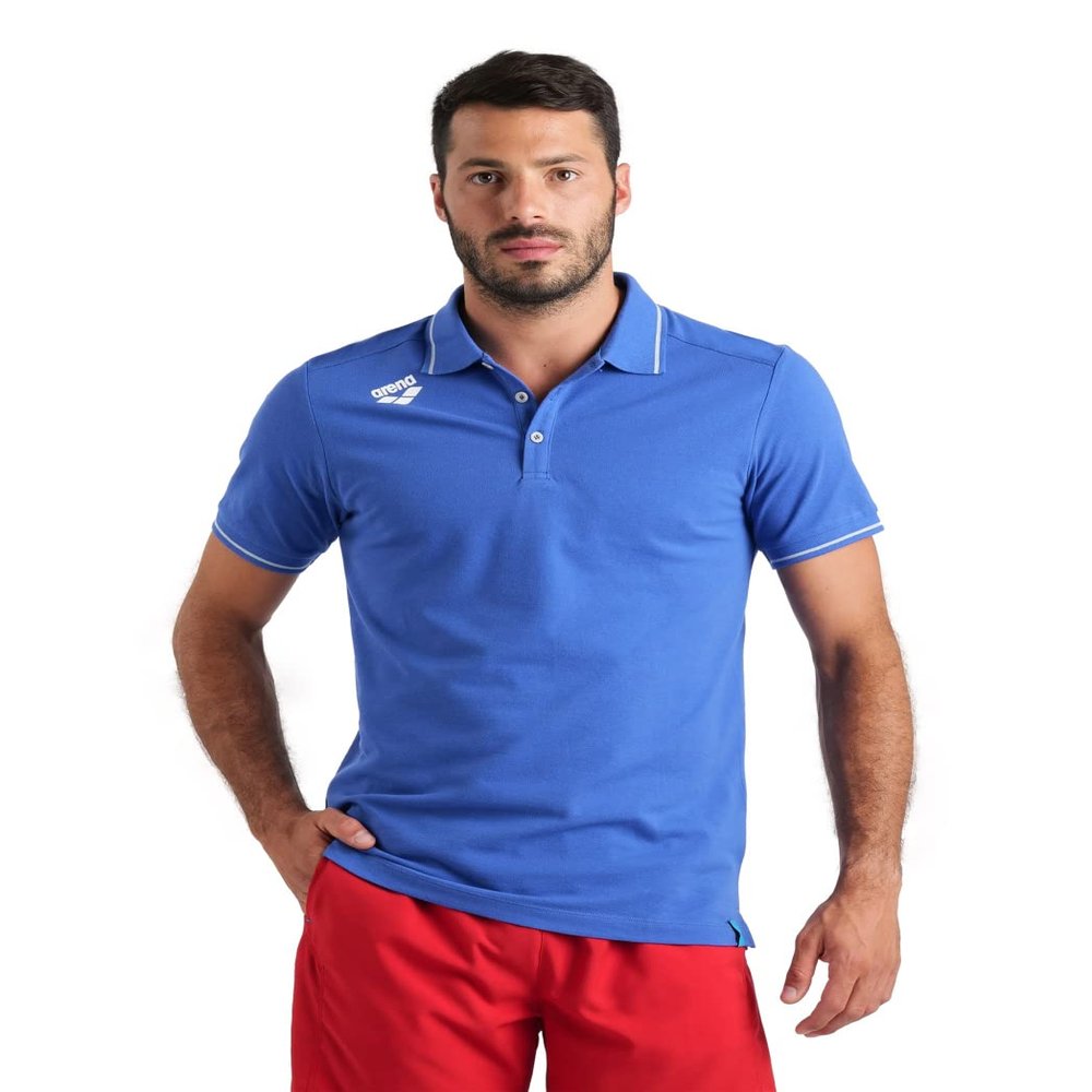ARENA Unisex Team Solid Polo T-Shirt Short Sleeve Cotton Active Tee Regular Fit Athletic Top Gym Exercise Swimmers Training, Royal, 3X-Large