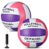 Lenwen 2 Pack Beach Volleyball Official Size 5 for Indoor Outdoor, Waterproof Soft Volleyball with Pump for Adult Beginner Beach Game Gym(Purple, Pink, White) view 1