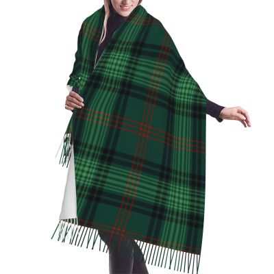 LMNSWDA Ross Clan Hunting Tartan Scottish Green Plaid Women's Fashion Cashmere Feel with Tassel Large scarf warm party shawl Wraps