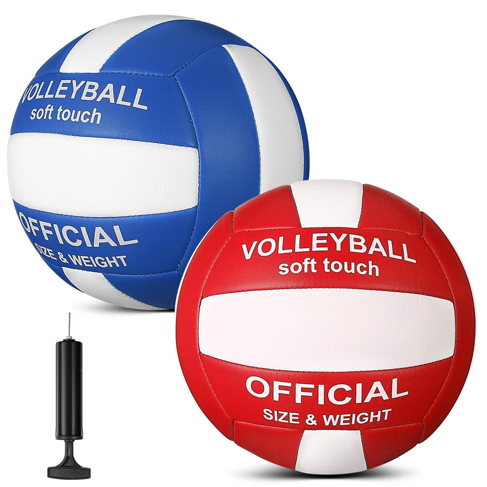 Lenwen 2 Pack Volleyball Official Size 5, Blue-White, Red-White