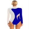 vastwit Women Shiny Rhinestone Gymnastics Leotard Long Sleeve Ballet Dance Bodysuit Dancewear White&Royal Blue03 Large view 2