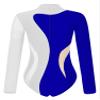 vastwit Women Shiny Rhinestone Gymnastics Leotard Long Sleeve Ballet Dance Bodysuit Dancewear White&Royal Blue03 Large view 4
