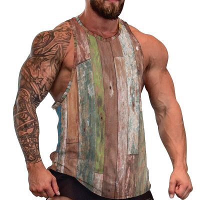 SCOCICI Muscle Shirts Men's Sleeveless T-Shirt Tank Top Sleeveless T-Shirt Gym Workout Casual Tees L