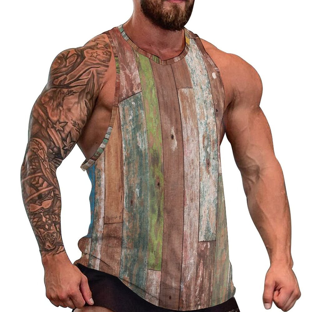 SCOCICI Muscle Shirts Men's Sleeveless T-Shirt Tank Top Sleeveless T-Shirt Gym Workout Casual Tees L