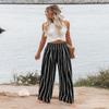 Angerella Womens High Waisted Palazzo Pants Casual Loose Wide Leg Black Stripe Long Trousers with Pockets S view 2