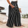 Angerella Womens High Waisted Palazzo Pants Casual Loose Wide Leg Black Stripe Long Trousers with Pockets S view 4