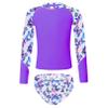 Moily Little Girls Rashguard Set Long Sleeve Mermaid Scale Tank Top with Ruffles Bottoms Bikini Sunsuit Beachwear S-Purple 16 Years view 1