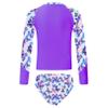 Moily Little Girls Rashguard Set Long Sleeve Mermaid Scale Tank Top with Ruffles Bottoms Bikini Sunsuit Beachwear S-Purple 16 Years view 2