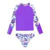 Moily Little Girls Rashguard Set Long Sleeve Mermaid Scale Tank Top with Ruffles Bottoms Bikini Sunsuit Beachwear S-Purple 16 Years view 3
