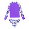 Moily Little Girls Rashguard Set Long Sleeve Mermaid Scale Tank Top with Ruffles Bottoms Bikini Sunsuit Beachwear S-Purple 16 Years view 4