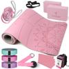 1/3 Pink Yoga Mat Thick, Yoga Set for Beginners Include High Density Pink Yoga Mat with Multi-loops Strap, Blocks, Booty Resistance Band Set, Door Anchor, Carring Strap view 1