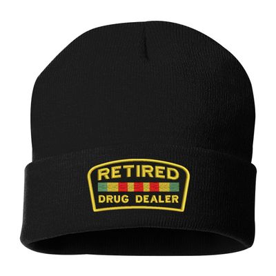 ALLNTRENDS Retired Dealer Embroidered Beanie Warm Winter Hat (Black)