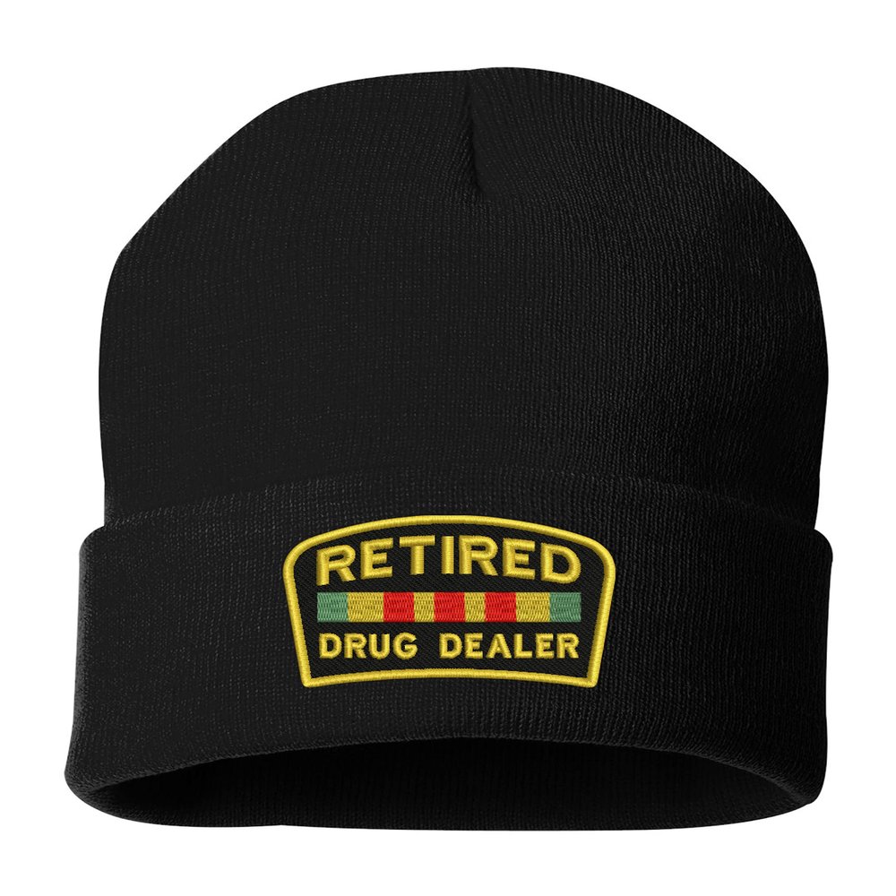 ALLNTRENDS Retired Dealer Embroidered Beanie Warm Winter Hat (Black)