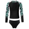 Moily Little Girls Rashguard Set Long Sleeve Mermaid Scale Tank Top with Ruffles Bottoms Bikini Sunsuit Beachwear S-Green&Black 8 Years view 1