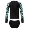 Moily Little Girls Rashguard Set Long Sleeve Mermaid Scale Tank Top with Ruffles Bottoms Bikini Sunsuit Beachwear S-Green&Black 8 Years view 2