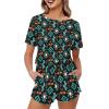 JEOCODY Western Pajamas for Women Short Short Sleeve Sleepwear Nightwear Set with Shirts and Pants Casual Loungewear for Teen Girls Size S-5XL,Aztec Tribal and Cactus Print view 2