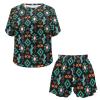 JEOCODY Western Pajamas for Women Short Short Sleeve Sleepwear Nightwear Set with Shirts and Pants Casual Loungewear for Teen Girls Size S-5XL,Aztec Tribal and Cactus Print view 4