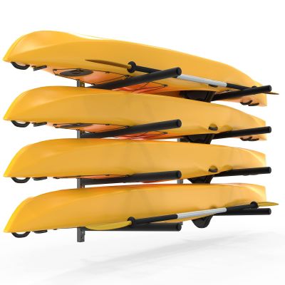 Bonnlo Kayak Wall Mount Rack for 3 Kayaks or 4 Paddle Boards with Adjustable Supports, Kayak Paddle Holder for Garage Storage, Shed Shelving Weight Capacity 550 LBS Spacesaver