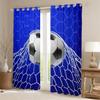 3D Football Blackout Curtains,Soccer Sports Games Curtains,Hexagon Honeycomb Curtains & Drapes 2 Panels 52"Wx63"L,Extreme Sport Window Treatments Football Net Bedroom Decor Navy Dark Blue view 2
