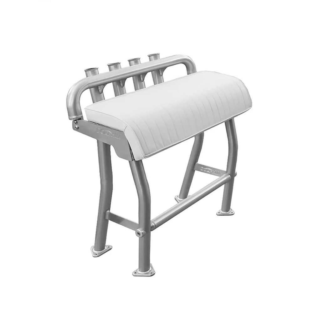 41" Leaning Post Bench Seat, Integrated 4 Rod Holders, Fits Most Fishing, Center Console, and Bay Boats, Heavy Duty Anodized Aluminum, Width 41 inch, Depth 15.7 inch (41" Expended Pro)