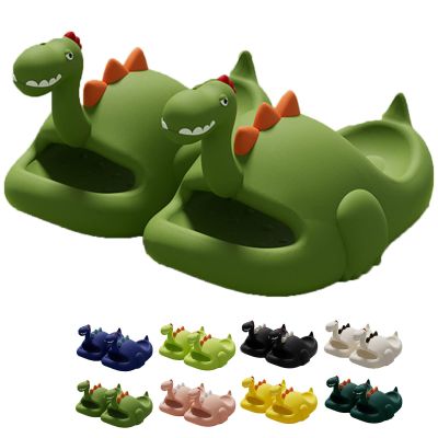 Dinosaur Slippers, Dinosaur Cloud Slides Dinosaur Slides Cute Cartoon Anti-Slip Novelty Open Toe Slides Summer Indoor Outdoor Beach Shoes Sandals for Adult Kids (Dark Green,9.5-10)