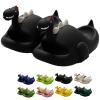 Dinosaur Slippers, Dinosaur Cloud Slides Dinosaur Slides Cute Cartoon Anti-Slip Novelty Open Toe Slides Summer Indoor Outdoor Beach Shoes Sandals for Adult Kids (Black,5.5-6) view 1
