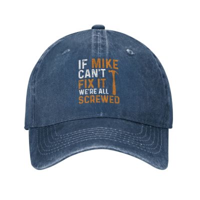 Funny Hat If Mike Cant Fix It We are All Screwed Hat Women Dad Hat Graphic Cap Navy Blue