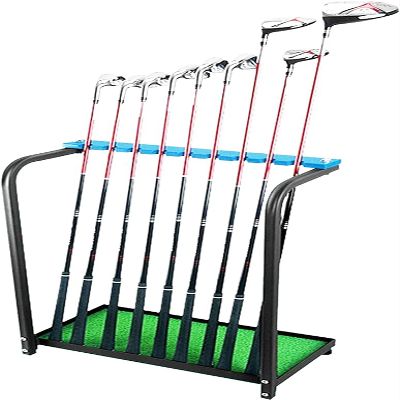 Katzowen Floor Corner Golf Club Storage Rack, Metal 9-Clubs Display Stand for Garage, Simulator Room, Golf Store & Practice Network
